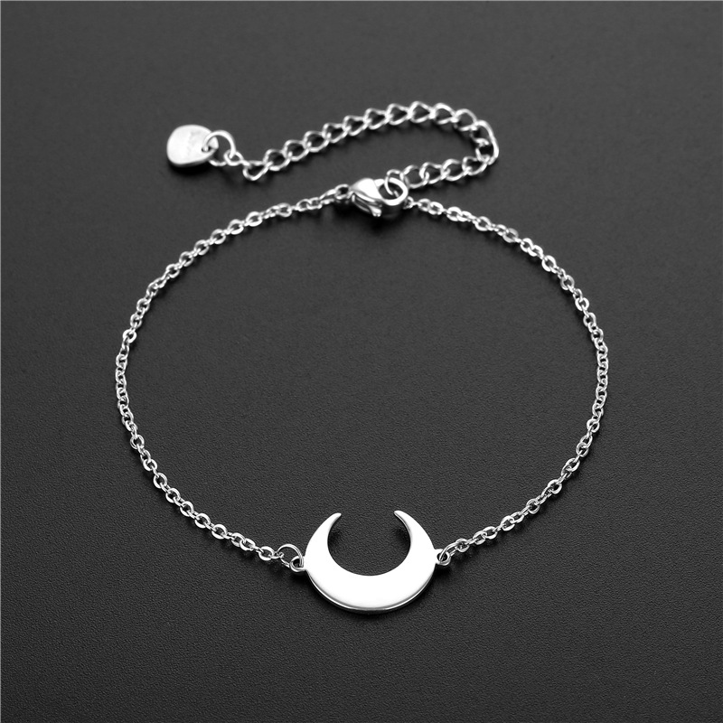 European and American Small Crescent Bracelet Stainless Steel New Amazon Moon Curved Moon Bracelet Cross-Border Sold Jewelry Supply Wholesale