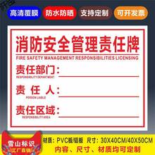 消防安全管理责任牌工厂车间工地责任区标志牌区域管理标识牌消防