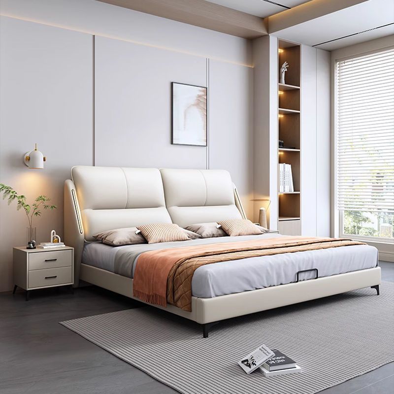 真皮床意式1.5米主卧软包婚床1.8米双人床现代简约实木储物皮艺床