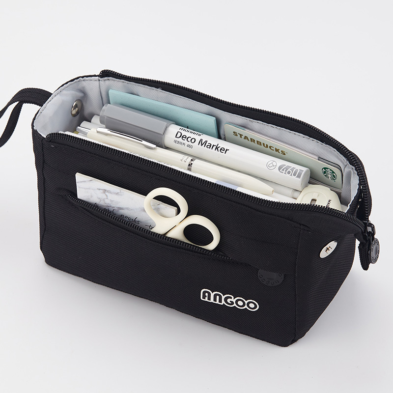 安蔻大容量简约笔袋女孩文具大学初中生文具盒小学生高颜值笔盒