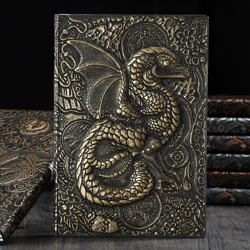 Exclusive for Cross-Border Factory Direct Sales Dinosaur Vintage Embossed Notebook