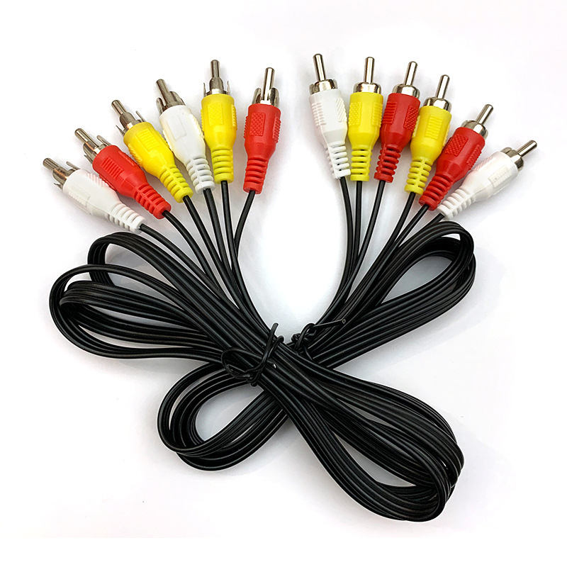 三分三av音视频线 6公头平头莲花线dvd投影仪机顶盒连接rca线现货