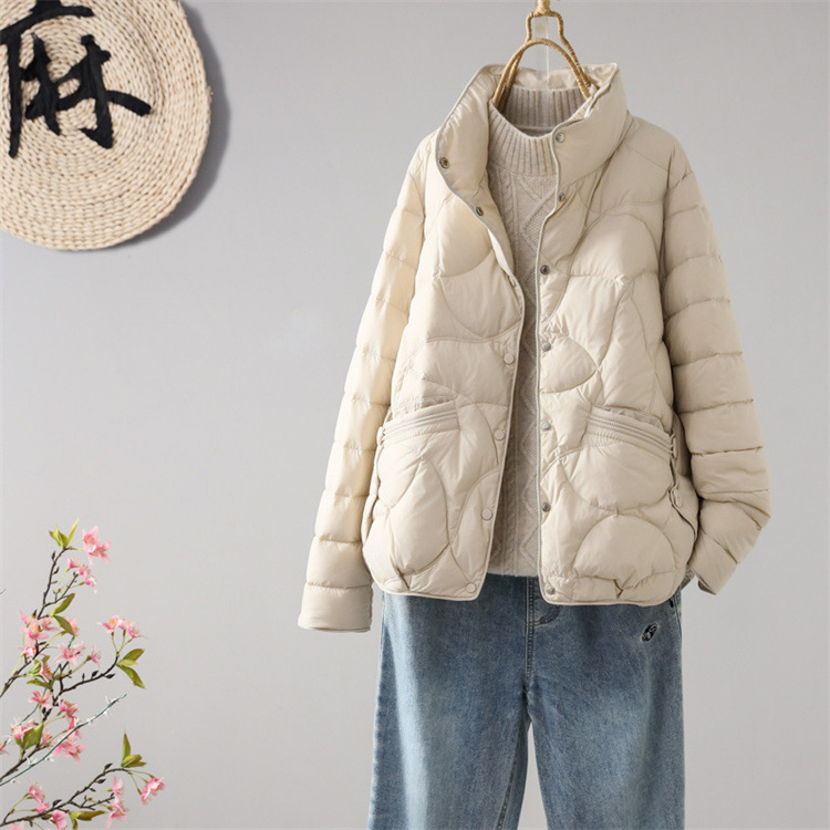 轻薄羽绒服女2025新款文艺范立领休闲宽松时尚百搭纯色显瘦短外套