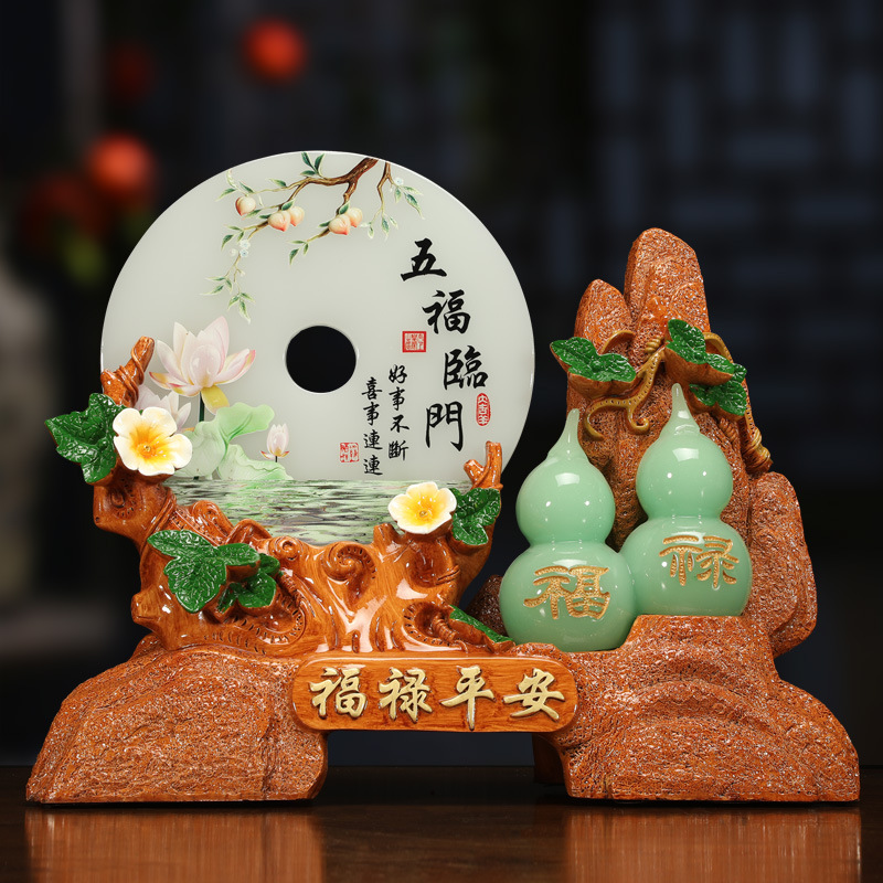 中式葫芦平安扣摆件福禄平安客厅酒柜家居装饰树脂工艺品乔迁礼品