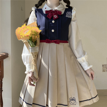 跨境货源 云兔公主 jk制服护奶裙背心裙卡奶裙衬衫连衣裙套装