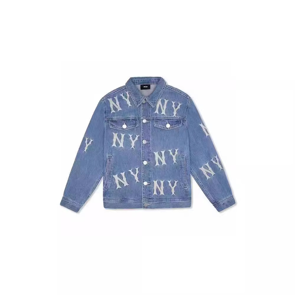 2024mlb春季新款刺绣logo休闲宽松牛仔外套ny满标学院风运动服潮