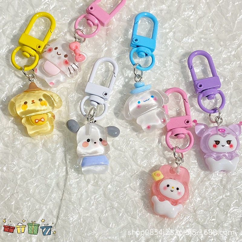 Frozen Sanliou Keychain Cute Jade Dog Clow M Pendant Girl Heart Student Bag Cute Accessories