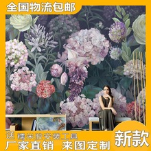 3D欧式复古田园花卉乡村壁纸手绘玫瑰花壁画客厅电视背景墙纸墙布
