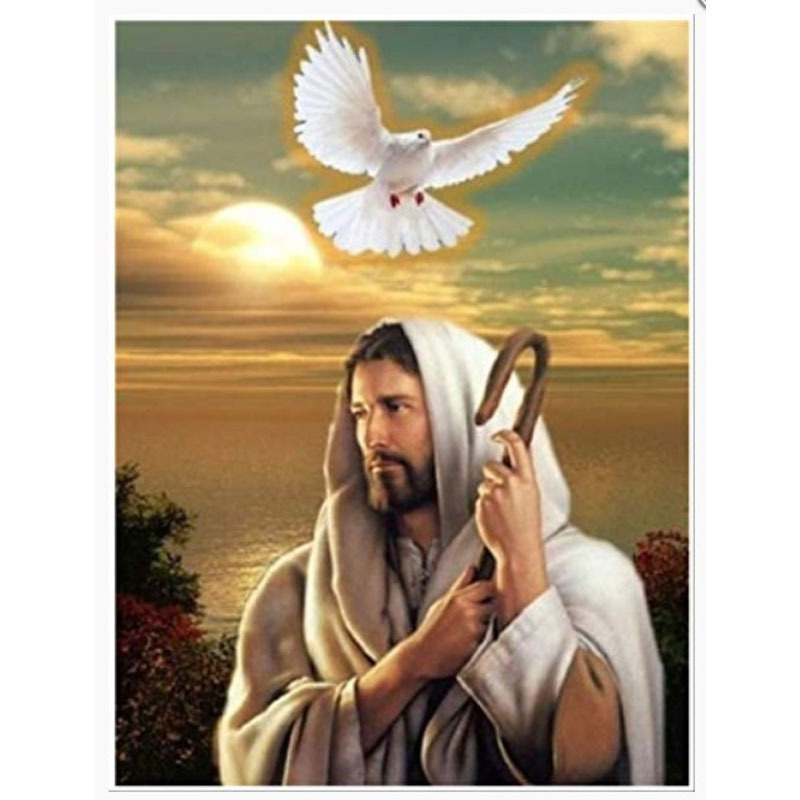 手作钻石画diy宗教耶稣基督白色鸽子满钻客厅书房装饰挂画1件代发