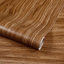 J6DA红胡桃木纹家具翻新贴纸自粘墙纸贴皮衣柜子木板木门桌面防水