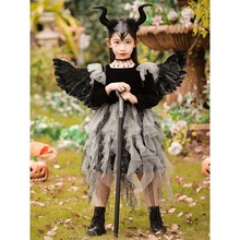 万圣节儿童服装女童cosplay女孩小恶魔吸血鬼女巫公主连衣裙2023