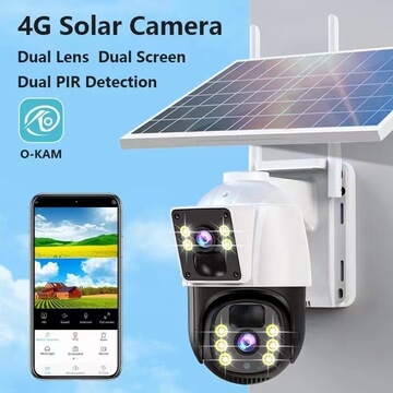 太阳能监控摄像头4g双摄监控器无电无网智能手机室外摄像机器安防