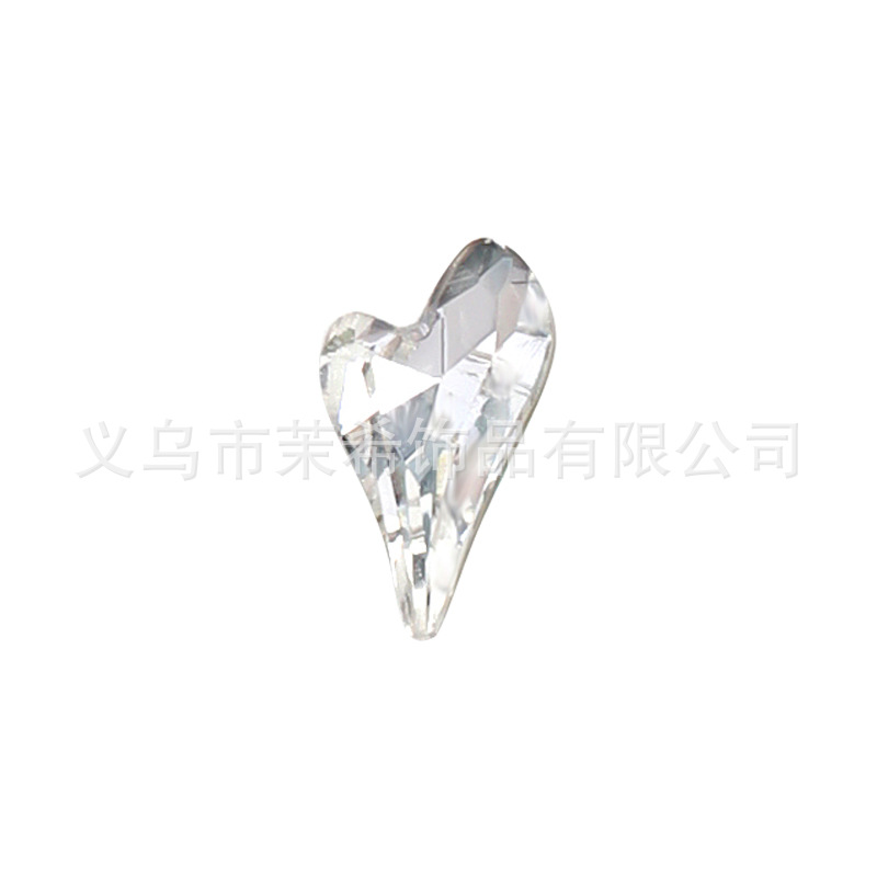 New Long Pointed Bottom Magic Color Crystal Crooked Heart Diamond Color Ice Transparent Super Flash Nail Beauty Crystal Diamond Nail Jewelry