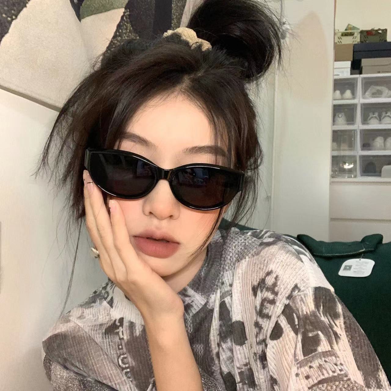 Cross-Border European and American Personalized Sunglasses New Retro Hip Hop Oval Sunglasses Best-Seller on Douyin Trendy Fashionable Sunglasses