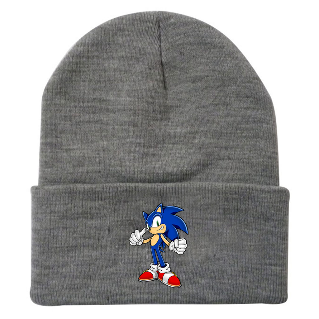 European and American Style Sonic the Hedgehog Embroidered Knitted Hat Animal Embroidery Woolen Cap