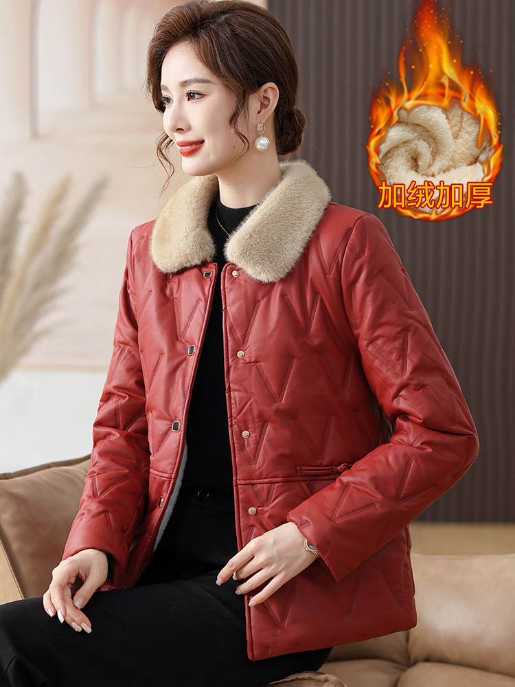 冬装加棉服中年绒外套中老年女装棉衣秋冬季新款皮妈妈加厚2024