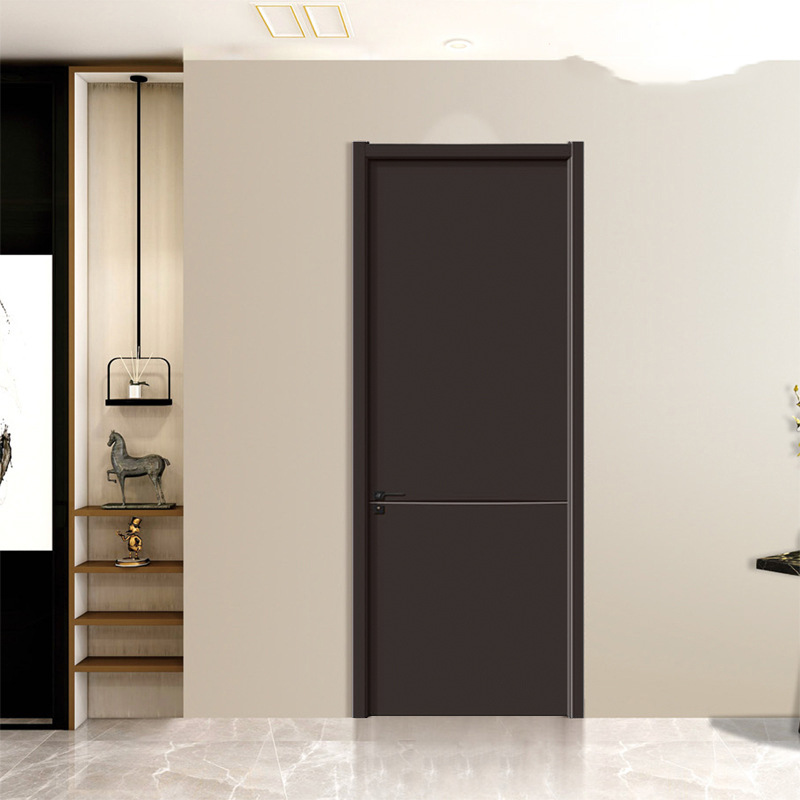 莫兰迪格栅无漆木门简约超高一门到顶窄边线新款精装公寓酒店工程