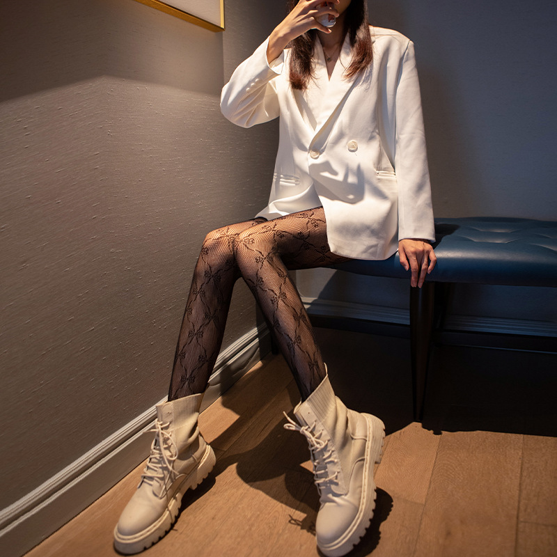 春夏季性感洛丽塔蕾丝袜连裤袜女雕花网袜镂空薄款打底lolita袜子