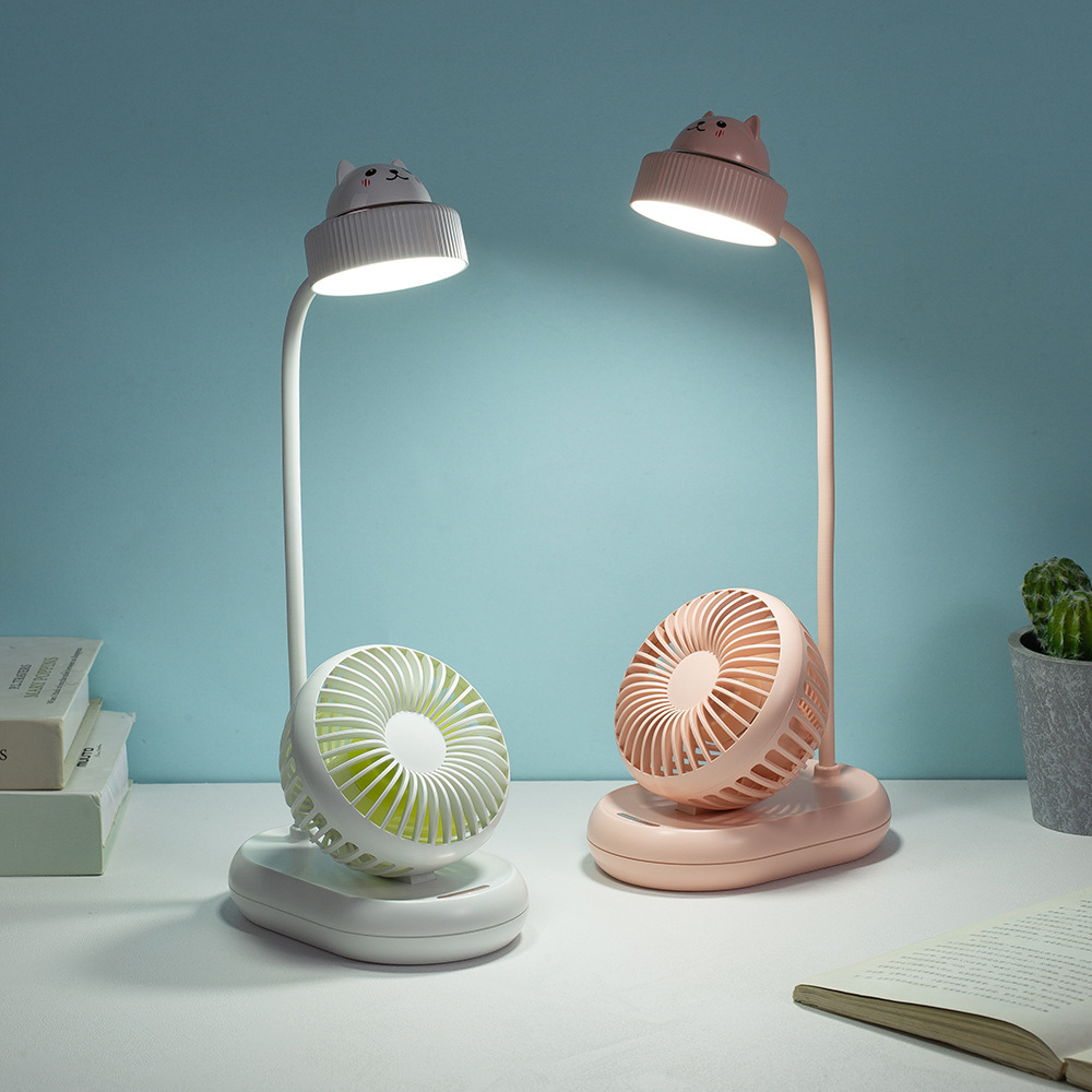 新款风扇小台灯多功能学生宿舍桌面阅读led护眼台灯usb充电