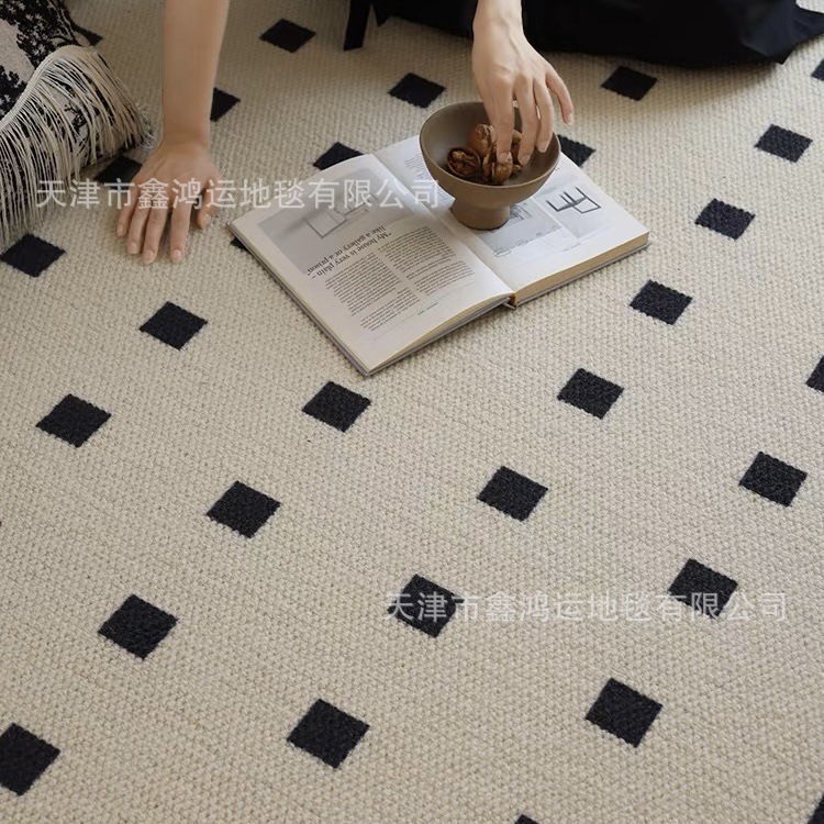 New Zealand Wool Woven Carpet French Entry Lux Cream Style High-Grade Plaid Bedroom Living Room Sofa Table Carpet
