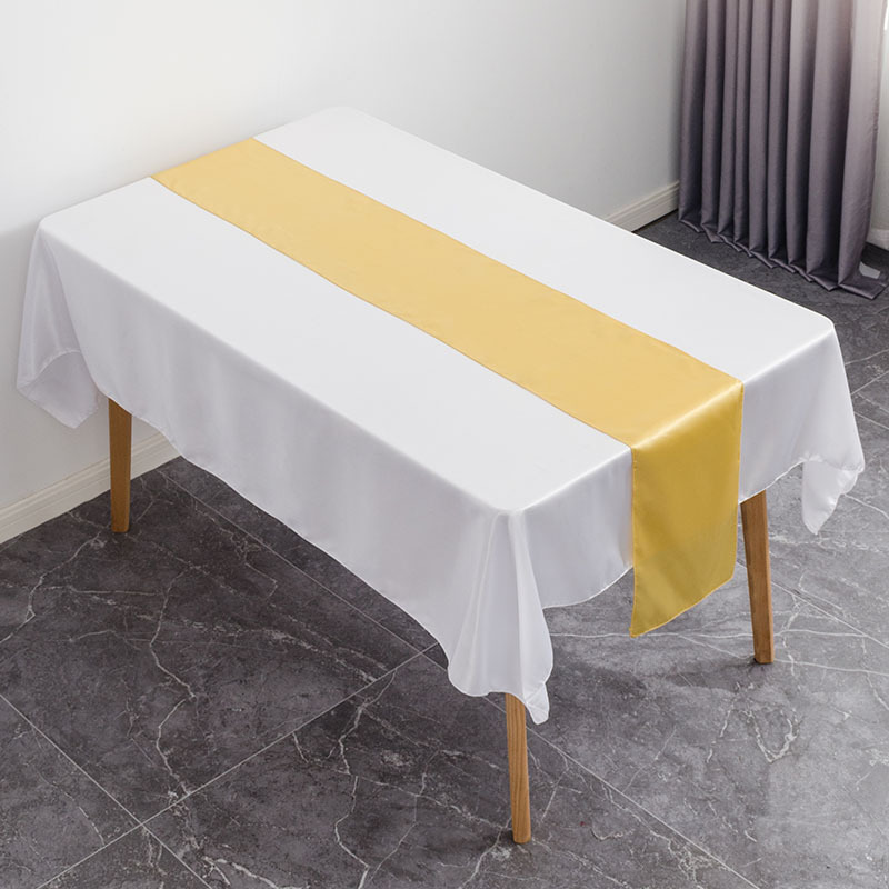 Factory Wholesale Nordic Style Hotel Wedding Tablecloth Decoration Polyester Solid Color Satin Coffee Table Mats Color Table Flag