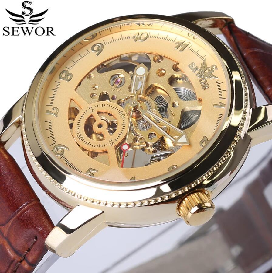 思沃奇sewor外贸男士镂空休闲时尚透底商务全自动机械男款手表