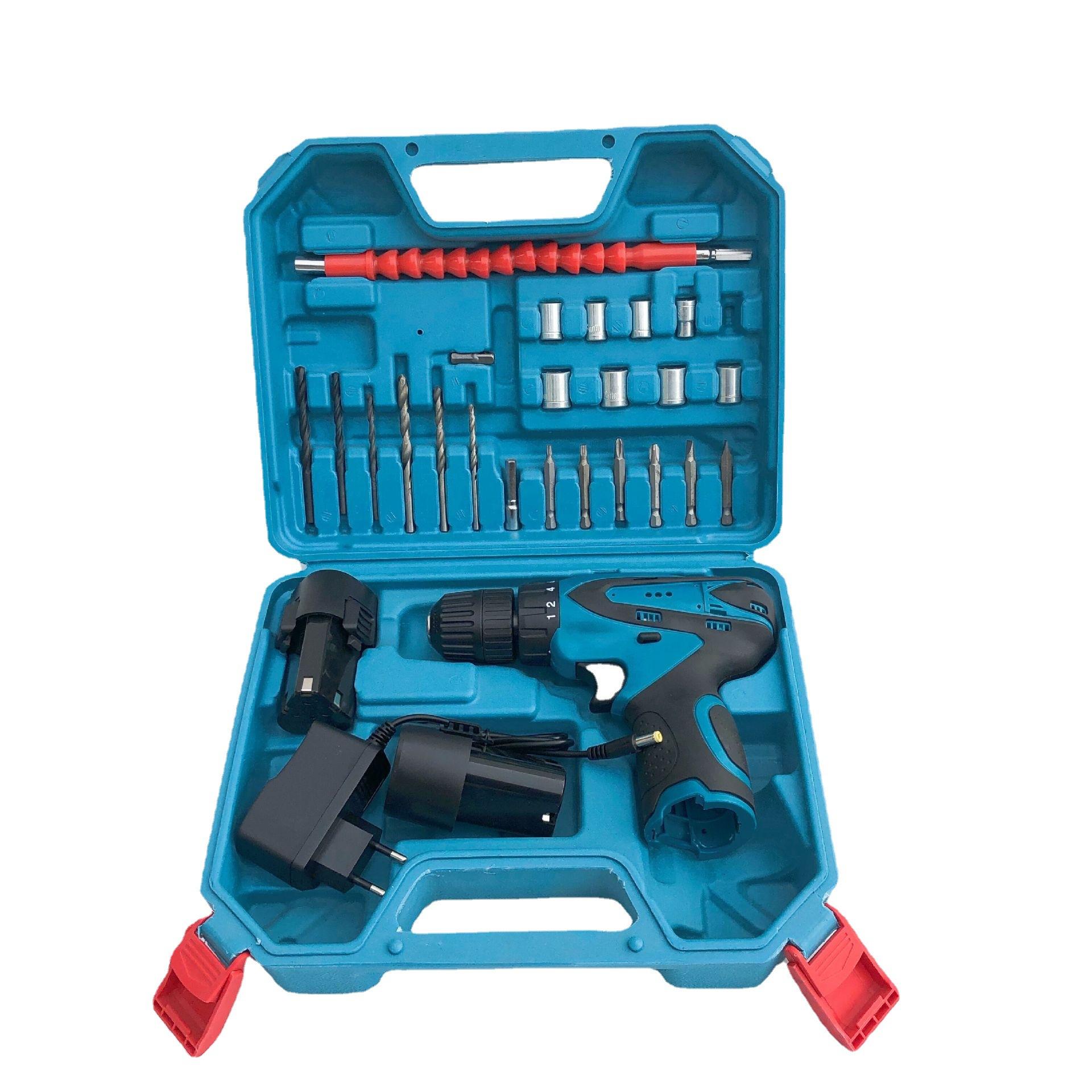 厂家直供 12v锂电钻套装 家用充电式电动螺丝刀电钻 冲击钻