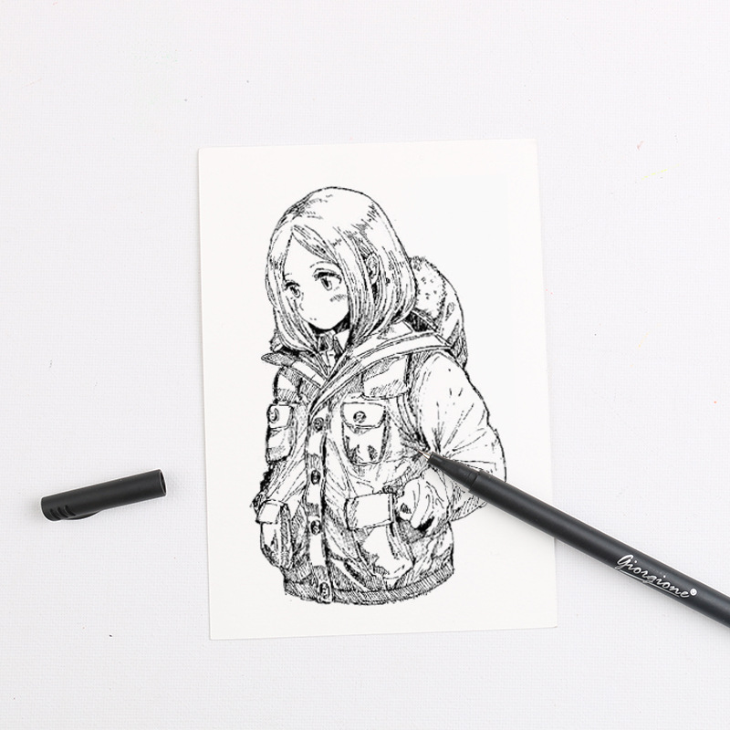 Black 0.4mm Waterproof Ultra Fine Needle Pen Comic Watercolor Student Drawing Hook Line Pen Suit