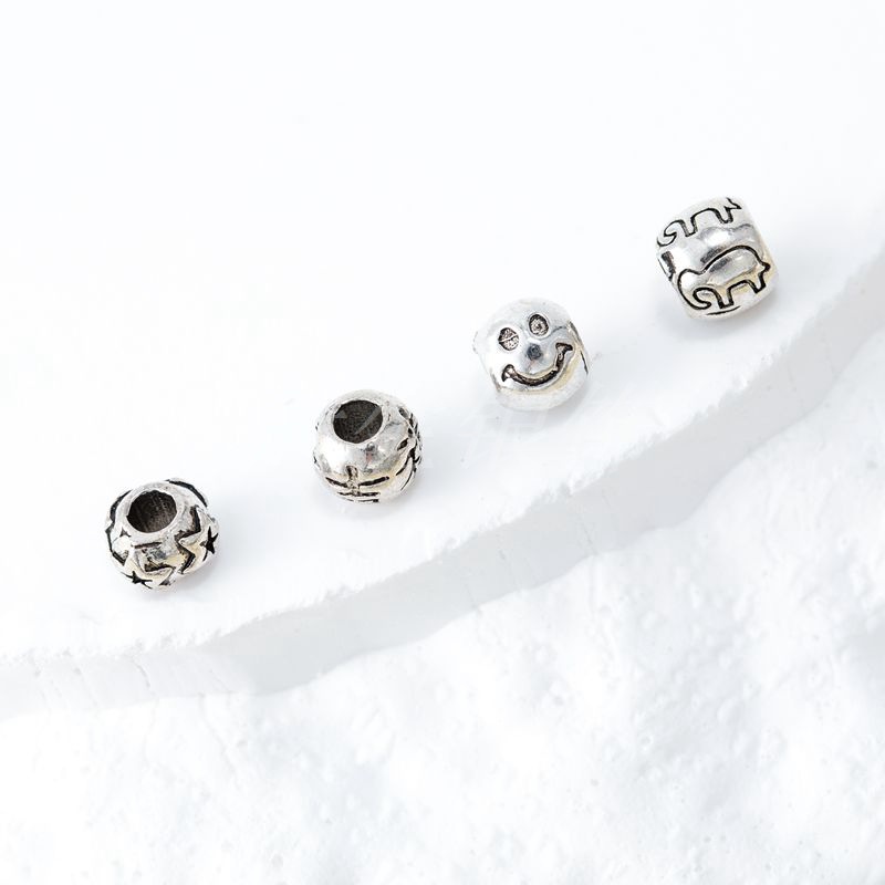 冠生首饰 泰银散珠桶珠隔珠S925纯银复古手工diy串珠玛瑙手链配饰