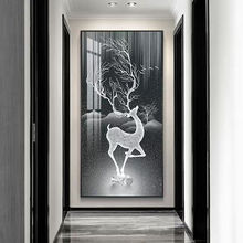 玄关装饰画现代简约入户客厅走廊壁画轻奢风过道竖版大气高端挂画