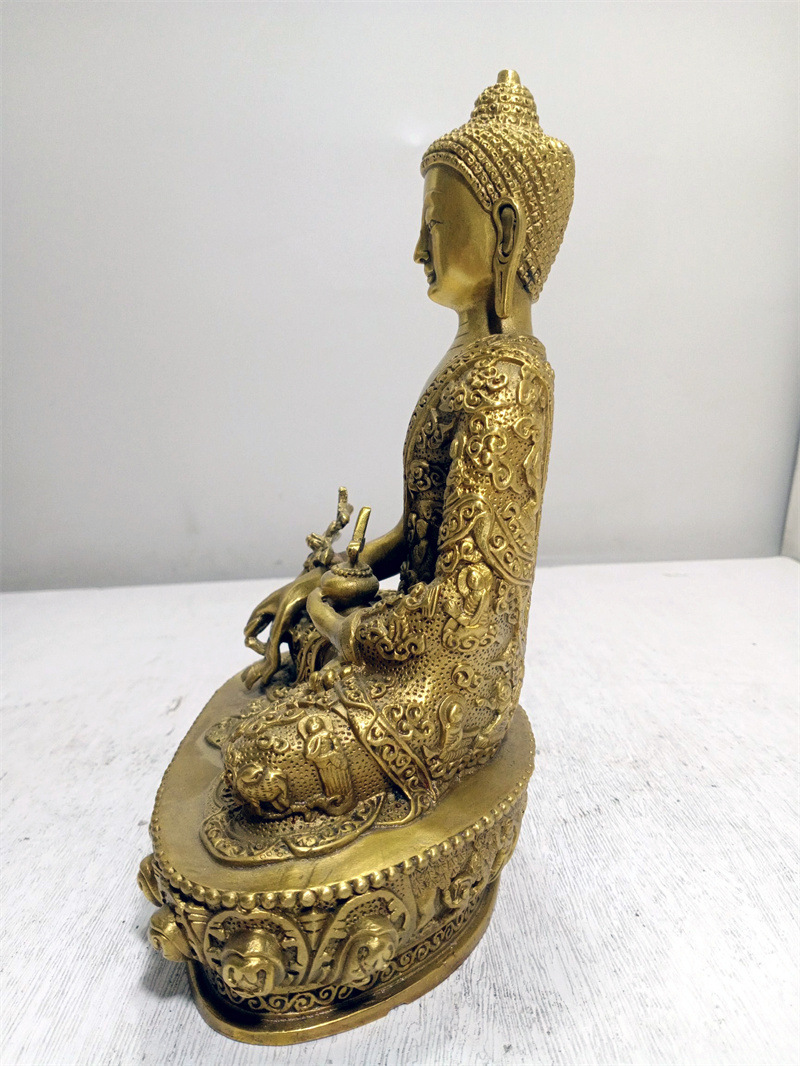 黄铜药师佛药王菩萨佛像 佛教佛具用品 家居摆件饰品工艺品铜器