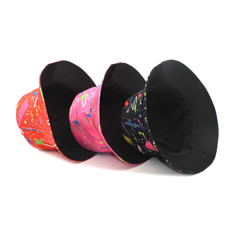 Amazon Autumn New Graffiti Bucket Hat European and American Men & Women Trendy Printing Bucket Hat Outdoor Fashion Sun Hat Men