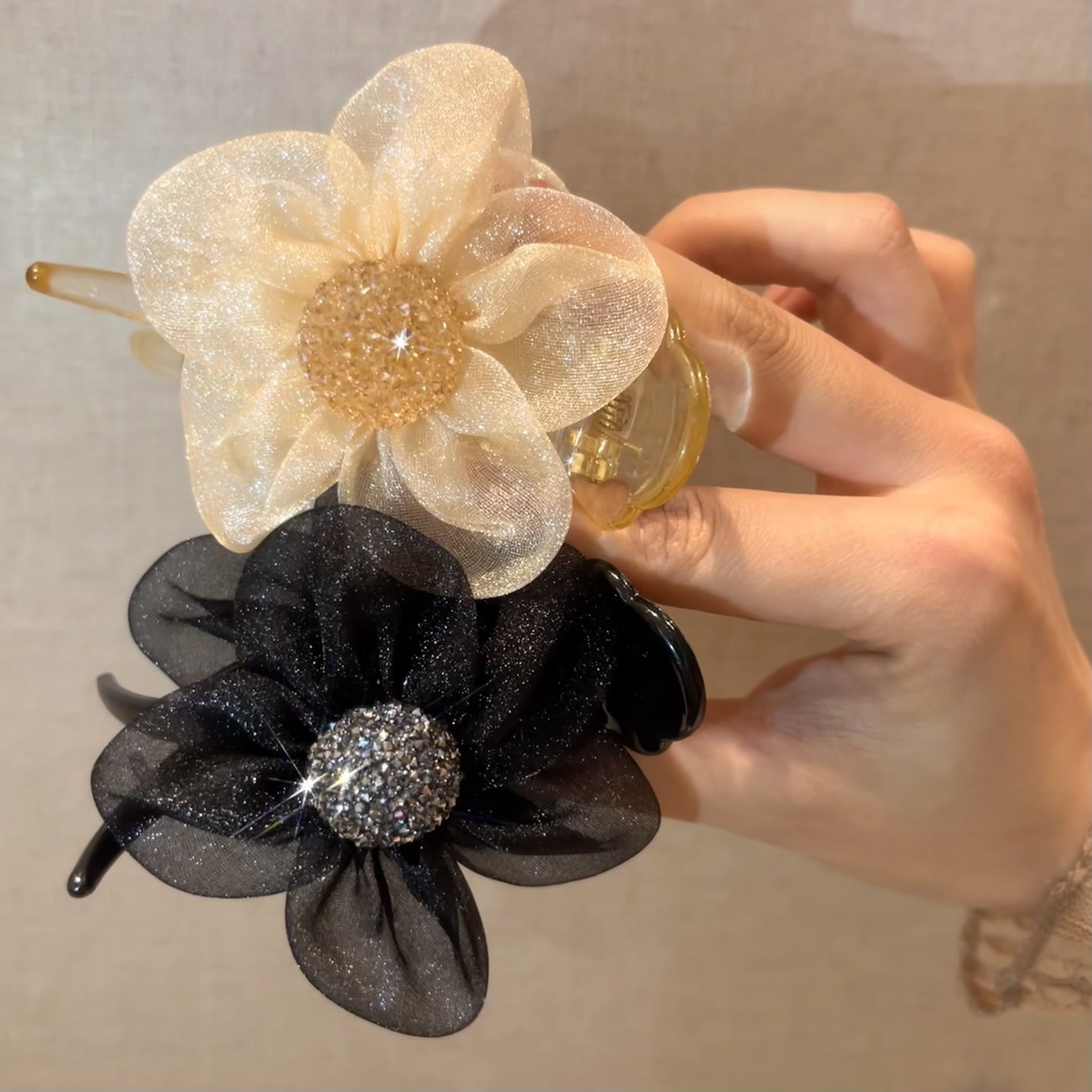 Light Luxury Mesh SUNFLOWER Hair Ring Flower Hair Clip Ponytail Bun Mesh Hair Accessories Updo Hairpin Female Hairpin