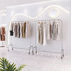 move coat hanger couture Display rack Display rack Stainless steel Floor type Push pull Removable Clothes hanger