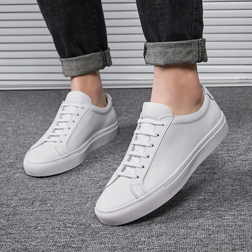 夏季真皮板鞋男 韩版潮流百搭运动休闲小白鞋47大码男鞋情侣鞋