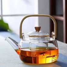 围炉煮茶玻璃茶壶家用过滤泡茶壶加厚竹把提梁电陶炉壶茶具套装厂