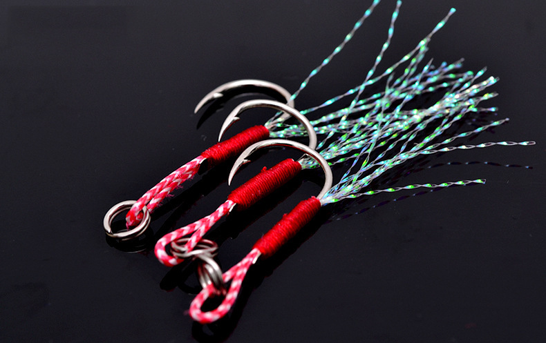 批发铁板路亚钩绑线亮丝船钓海钓假饵铅鱼鱼饵路亚铁板单钩铁板钩