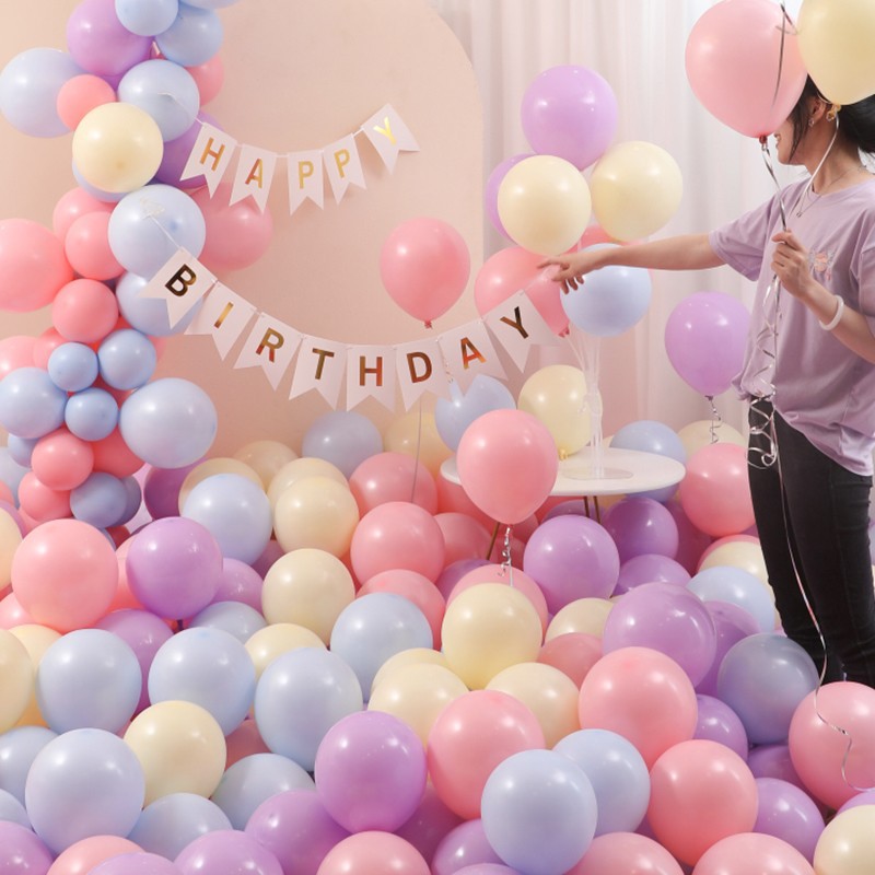 气球装饰结婚房儿童周岁生日派对马卡龙无异味加厚气球场景布置