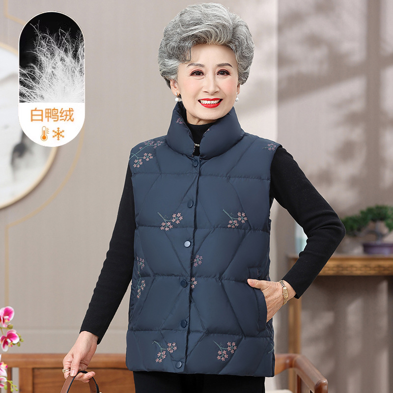 老年人羽绒服马甲女60岁70妈妈背心80奶奶装秋冬老太太厚马夹外套