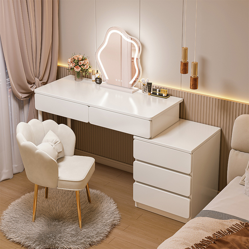 Dressing Table Bedroom Modern Minimalist Chest of Drawers Dressing Table Integrated Cream Wind Net Red Master Bedroom Bedside Table Makeup Table