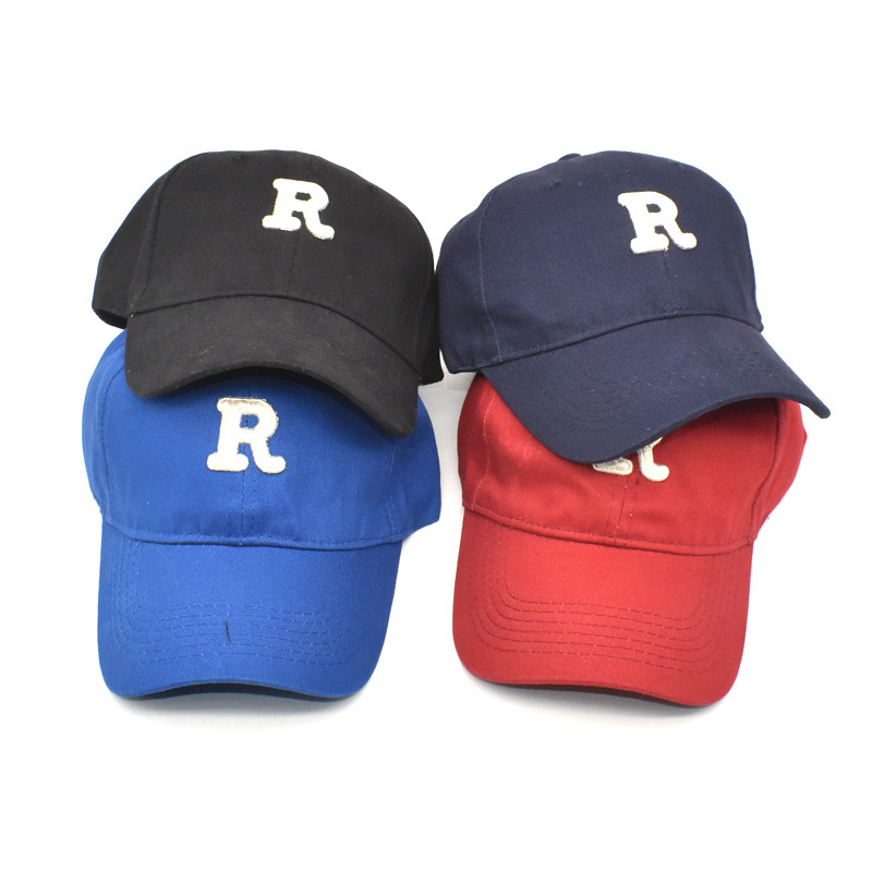 Korean Style Letter R Label Hat Men's and Women's Same Style Embroidered Baseball Cap Fashionable Simple All-Match Casual Peaked Cap Sun Hat