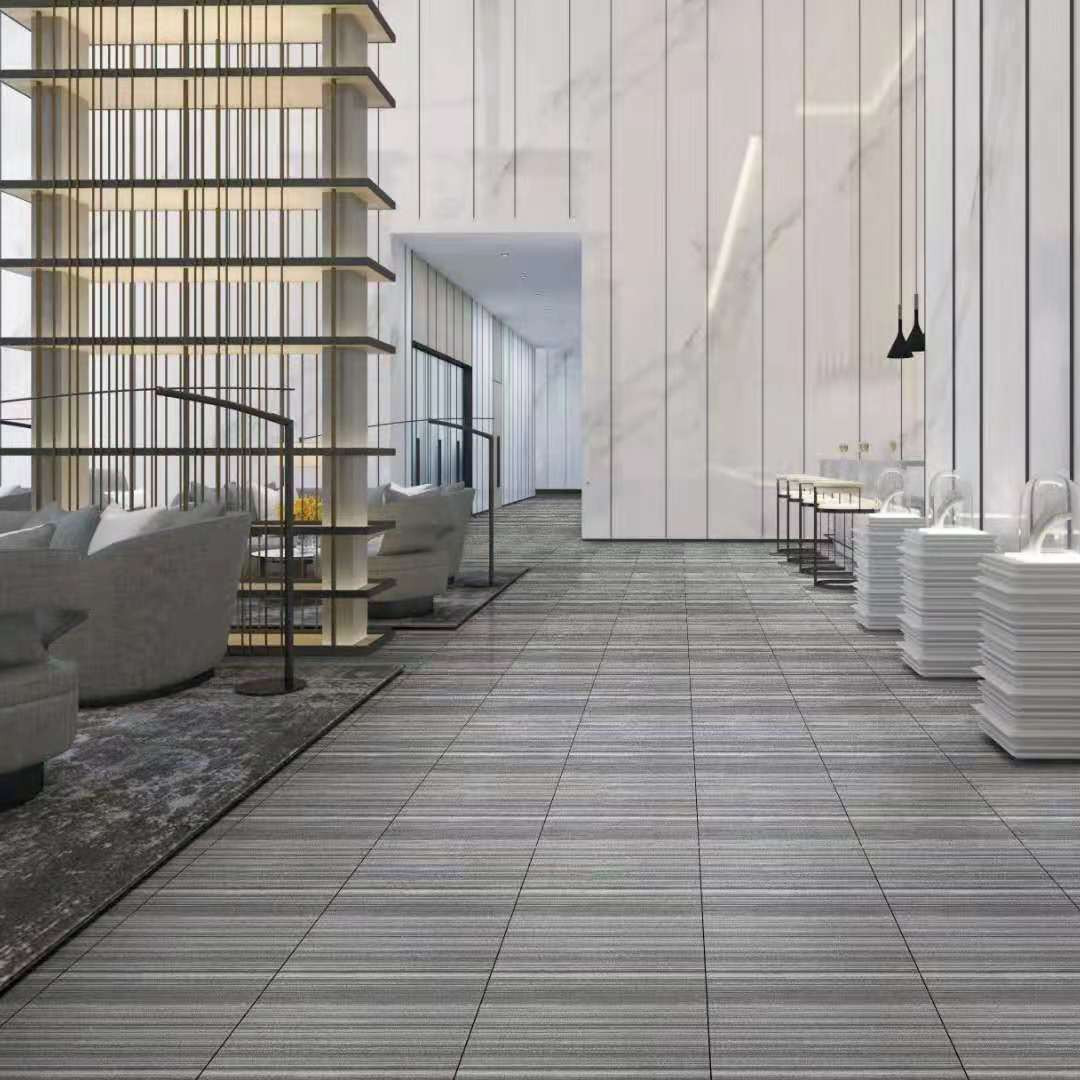 通体精雕釉地毯砖600x600酒店布纹砖灰色卧室瓷砖条纹防滑地砖