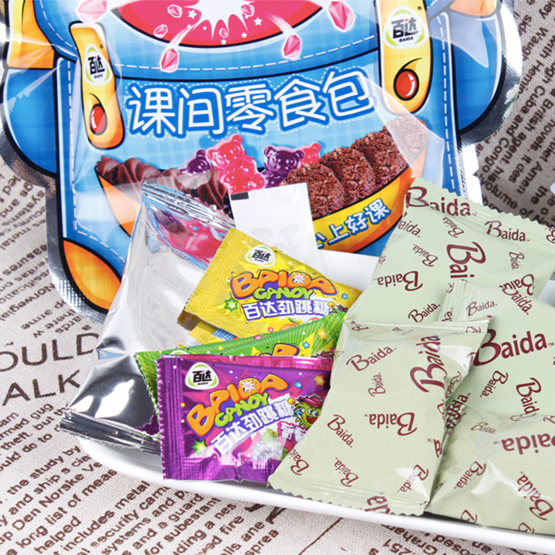 百达课间零食包60g 袋装乐趣劲跳跳糖混合饼干怀旧儿童零食大礼包
