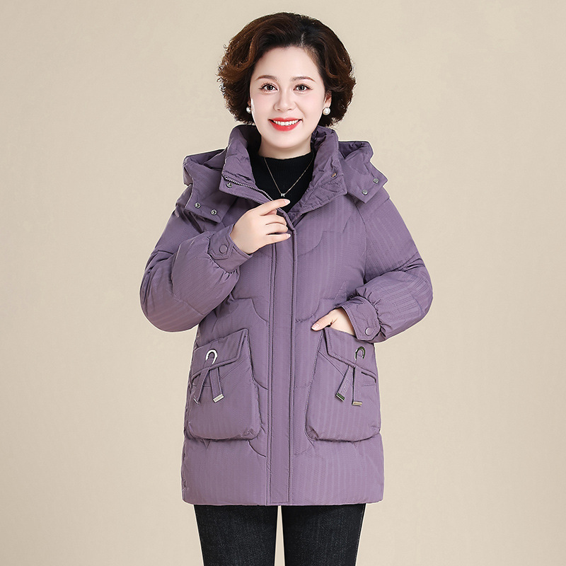 正品牌新款羽绒服上衣40岁50中老年人女士冬季中长款棉衣棉袄外套
