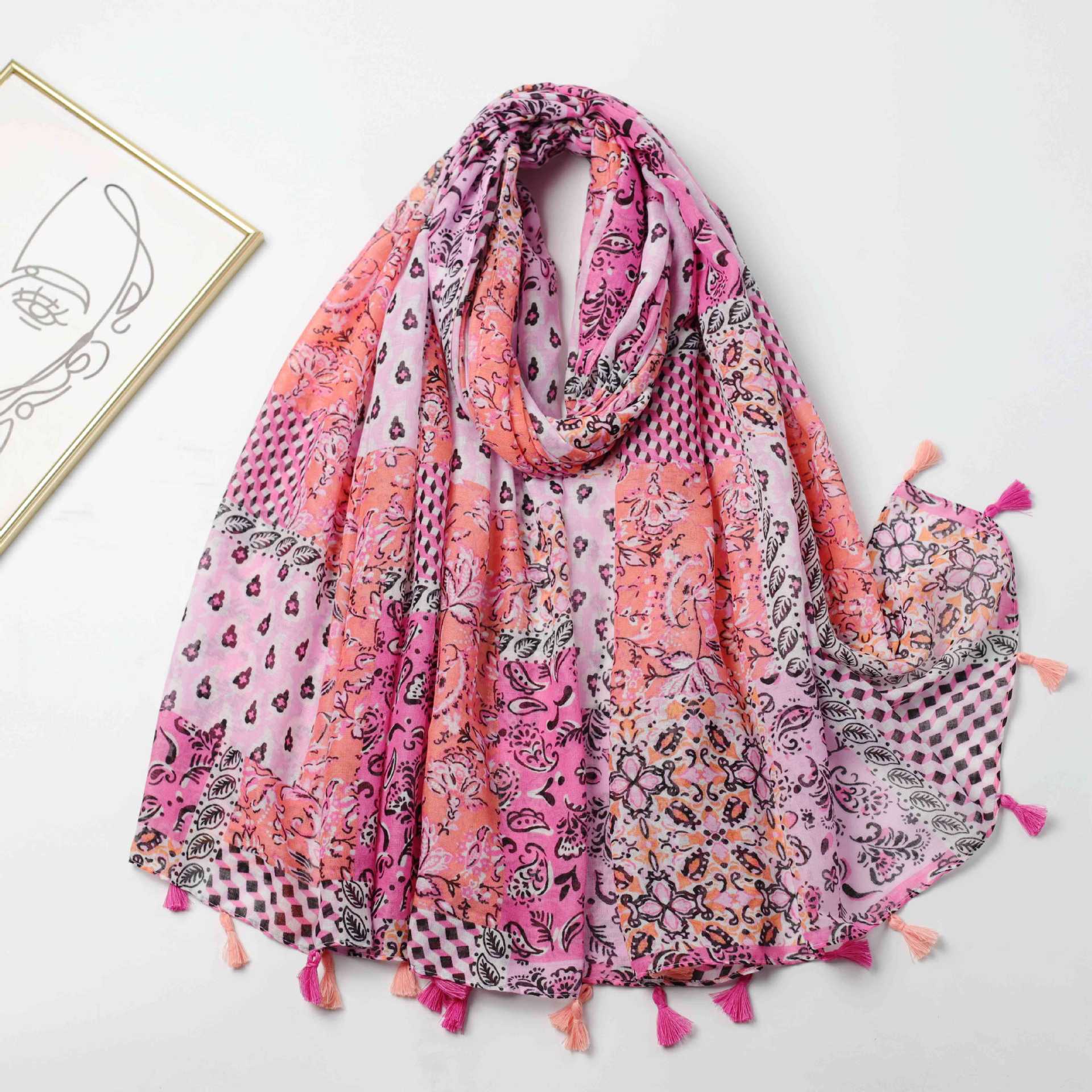 factory sales foreign trade cross-border random matching window printing silk scarf encryption silk yarn women‘s long scarf spring and summer scarf shawl