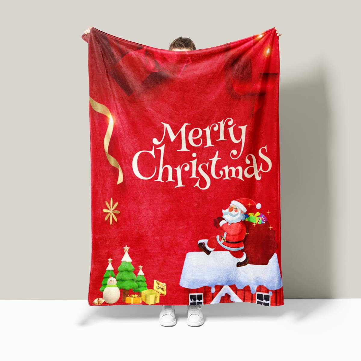 圣诞节定制毯子双面法兰绒毛毯数码印花加厚午睡毯跨境生产厂家03