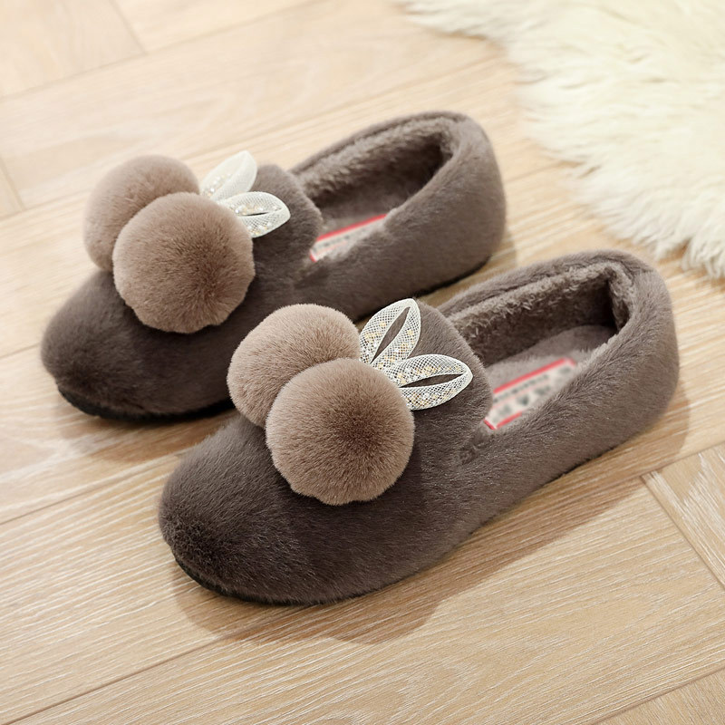 2023 Winter New Indoor Warm Cotton Slippers Women's Bag Heel Household Soft Thick Bottom Non-Slip Cotton Shoes Peas Shoes