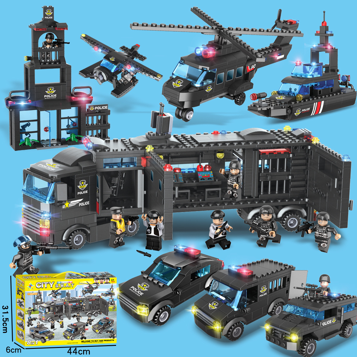 品兴323城市警察指挥台兼容乐高城市守护儿童益智批发小颗粒积木