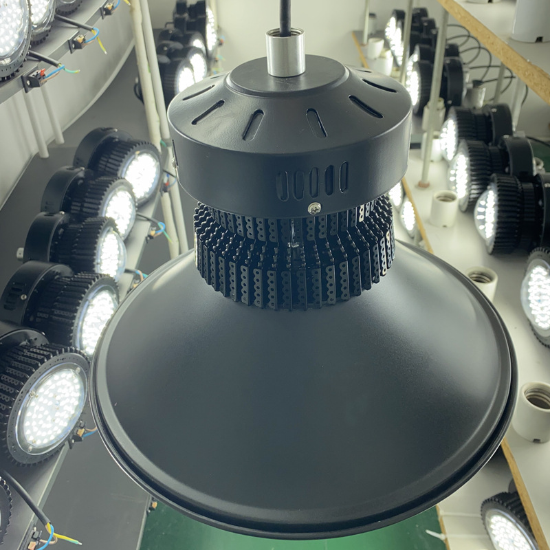 鳍片工矿灯led厂房灯150w车间灯仓库照明灯具吊管式吊杆式天棚灯