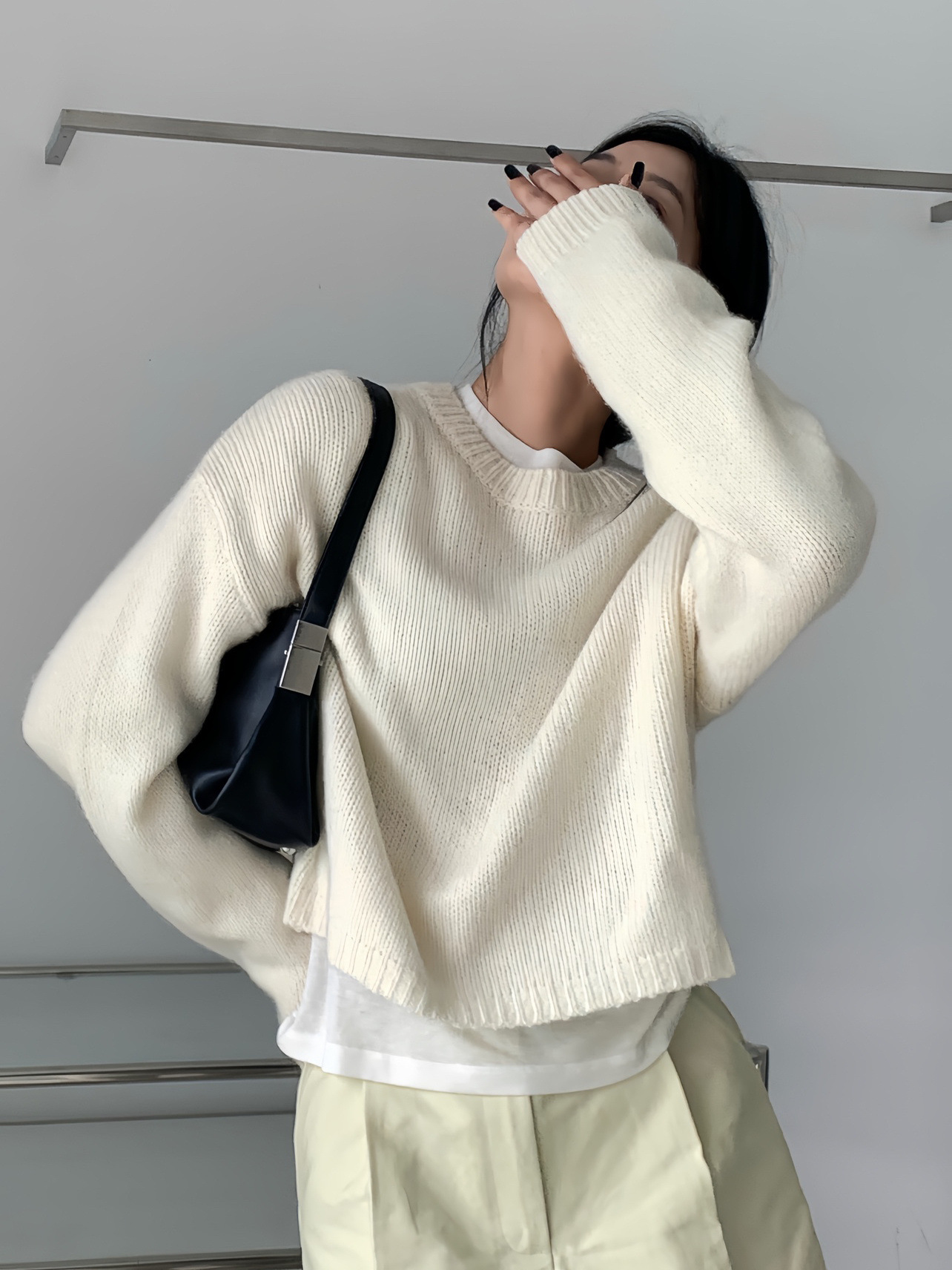 ktwo天使名妆秋季新款套头毛衣女宽松百搭基础款羊毛针织衫上衣